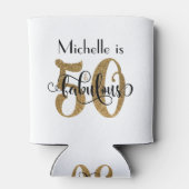 50及びすばらしい金ゴールドのグリッターのタイポグラフィの誕生日 缶クーラー (裏面)