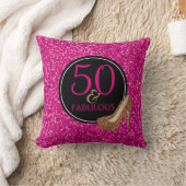 50及びすばらしい|の第50誕生日のピンクのグリッターの靴 クッション (ブランケット)