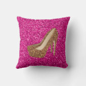 50及びすばらしい|の第50誕生日のピンクのグリッターの靴 クッション (裏面)