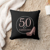 50及びすばらしい|の第50誕生日の黒いピンクの靴 クッション (ブランケット)