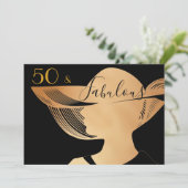 50及びすばらしい|エレガントな金ゴールドのアール・デコのデザイン 招待状 (スタンド正面)