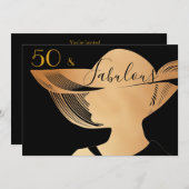 50及びすばらしい|エレガントな金ゴールドのアール・デコのデザイン 招待状 (正面/裏面)