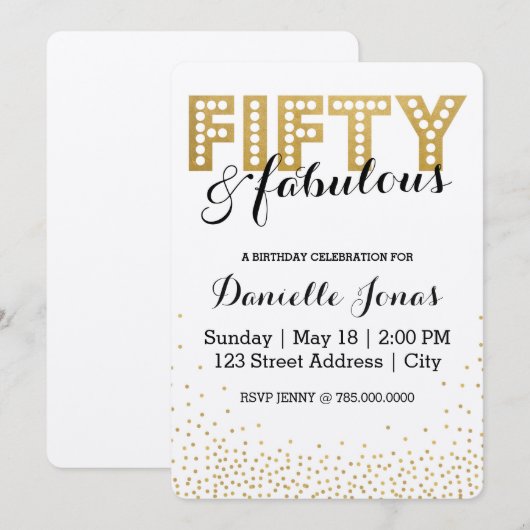 50及びすばらしい 招待状 (正面/裏面)