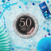 50及びすばらしい|銀製のピンクの第50誕生会 ペーパープレート (パーティー)