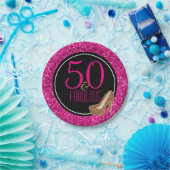 50及びすばらしい|黒いピンクの第50誕生会 ペーパープレート (パーティー)