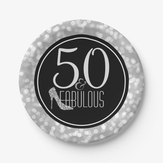 50及びすばらしい|黒い銀の第50誕生会 ペーパープレート (正面)