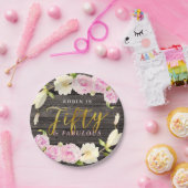 50及びすばらしく素朴な花の誕生会 ペーパープレート (パーティー)