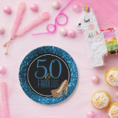 50及びすばらしく黒く青い金ゴールドの第50誕生会 ペーパープレート (パーティー)