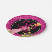 50及びシャンペンのすばらしいピンクの第50誕生会 ペーパープレート (アングル)