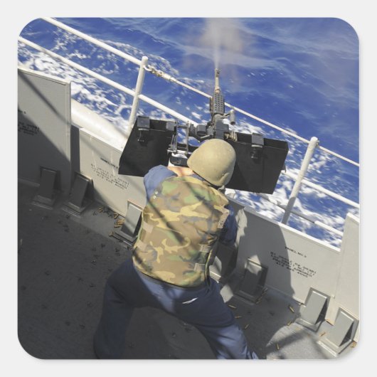 50口径の機関銃を発射する砲兵メイト スクエアシール (正面)