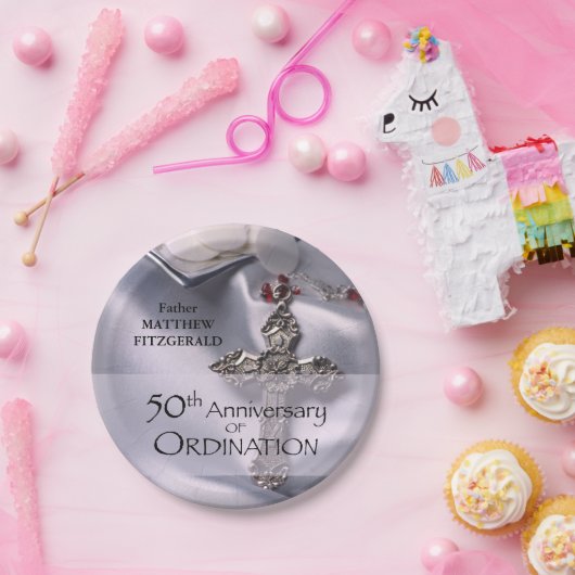 50名前をカスタムする調整記念日チャイス ペーパープレート (パーティー)