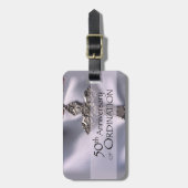 50名前をカスタムする調整記念日チャイス ラゲッジタグ (正面縦)