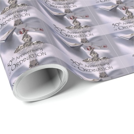 50名前をカスタムする調整記念日チャイス ラッピングペーパー (ロールコーナー)