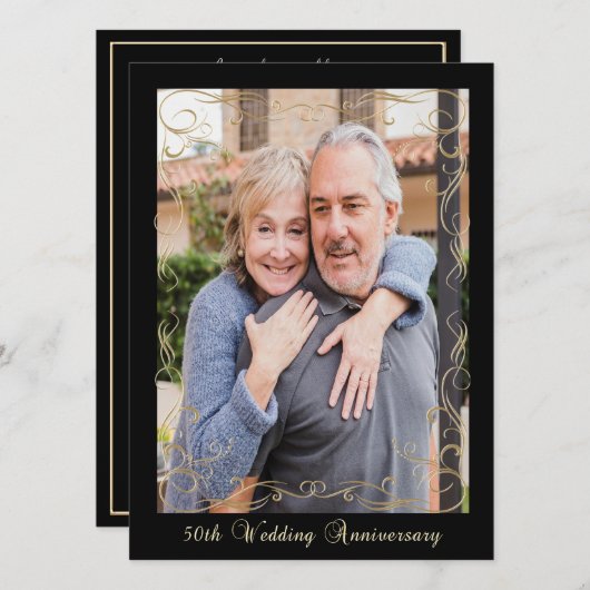 50周エレガント年お祝い 招待状 (正面/裏面)