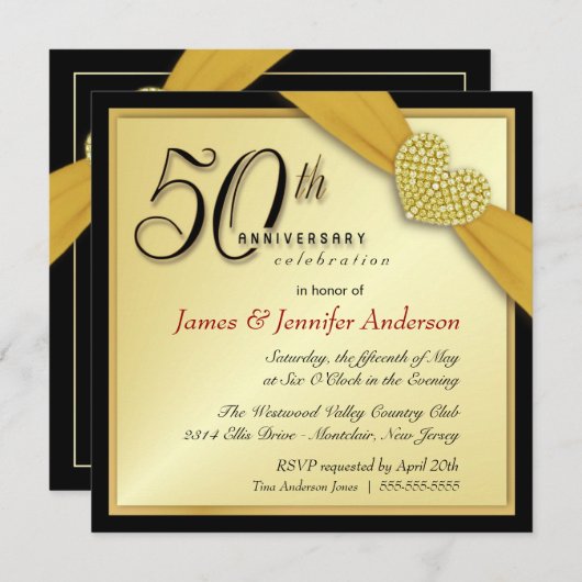 50周エレガント年パーティの招待状 招待状 (正面/裏面)