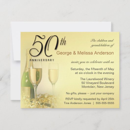 50周スタイリッシュ年パーティの招待状 招待状 (正面)