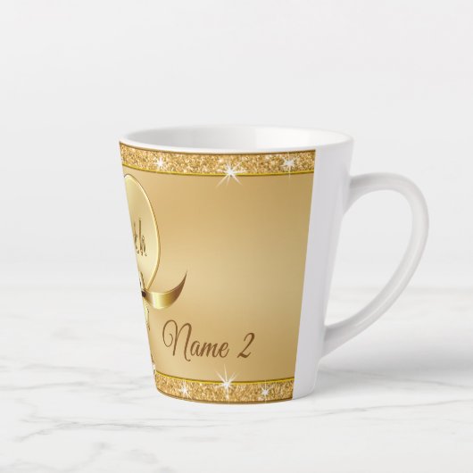 50周パーソナライズされた年マグ、ラテ カフェラテマグ (右)