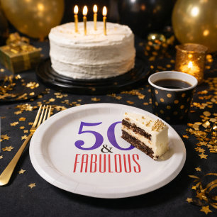 50周年おしゃれな誕生日パーティープレート50枚セット デコレーション ペーパープレート