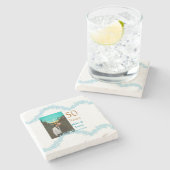 50周年おめでとうございます　カップル名　日付　結婚式 ストーンコースター (横)