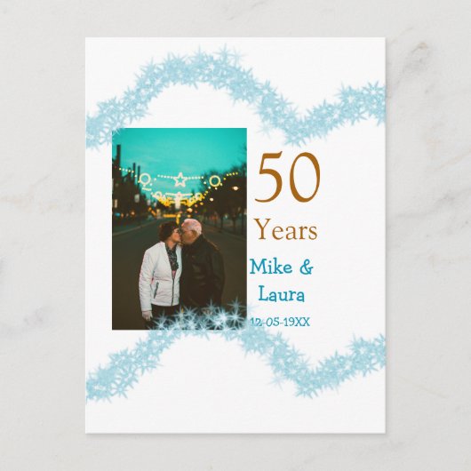 50周年おめでとうございます 結婚日 夫婦名 ポストカード (正面)