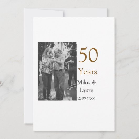 50周年おめでとうございます 結婚日 夫婦名 招待状 (正面)