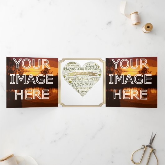 50周年おめでとう三つ折りフォトカード 三つ折りクリスマスカード (内部)