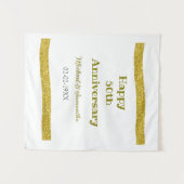 50周年おめでとう ゴールドグリッター ボーダー グレー タペストリー (正面(横))