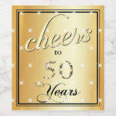 50周年おめでとう！ゴールドサテン グリッター スパークル ワインラベル (シングルラベル)