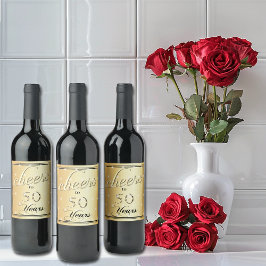 50周年おめでとう！ゴールドサテン グリッター スパークル ワインラベル