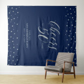 50周年おめでとう | シルバー＆ネイビー 50歳の誕生日 タペストリー (インサイチュ(横))