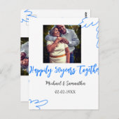 50周年おめでとう ブルーリーフ写真 名 ポストカード (正面/裏面)