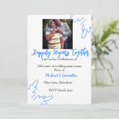 50周年おめでとう ブルーリーフ写真 名 招待状 (スタンド正面)