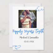 50周年おめでとう ブルーリーフ写真 名 招待状 (裏面)