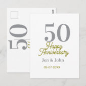 50周年おめでとう  名前 日付 シルバー ゴールド 日付 ポストカード (正面/裏面)