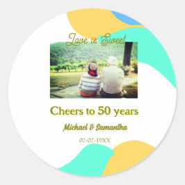 50周年おめでとう 愛は甘い レトロ ラウンドシール