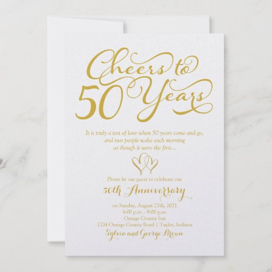 50周年おめでとう 50回目の結婚記念日 招待状 (正面)