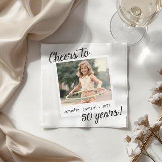 50周年おめでとう 50枚のレトロ写真 誕生日 スタンダードカクテルナプキン