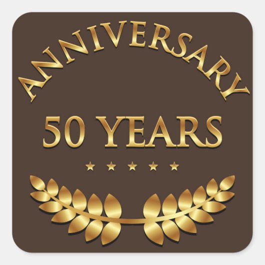 50周年お祝い金ゴールドローレル スクエアシール (正面)