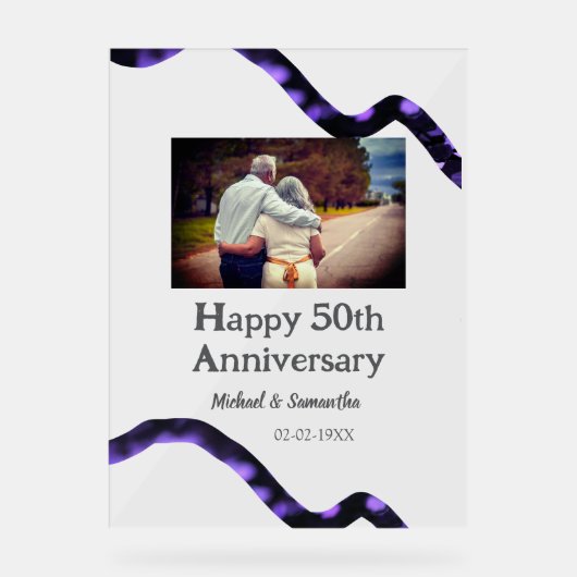 50周年に対する歓呼の追加の名前の写真日付 アクリルサイン (正面)