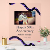 50周年に対する歓呼の追加の名前の写真日付 アクリルサイン (ウェディング)