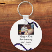 50周年に対する歓呼の追加の名前の写真日付 キーホルダー (正面)