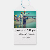 50周年に対する歓呼の追加の名前の写真日付 ギフトタグ (裏面)