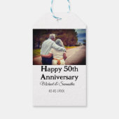50周年に対する歓呼の追加の名前の写真日付 ギフトタグ (裏面)