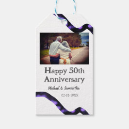 50周年に対する歓呼の追加の名前の写真日付 ギフトタグ