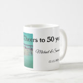 50周年に対する歓呼の追加の名前の写真日付 コーヒーマグカップ (正面右)
