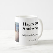50周年に対する歓呼の追加の名前の写真日付 コーヒーマグカップ (正面右)