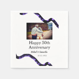 50周年に対する歓呼の追加の名前の写真日付 スタンダードカクテルナプキン