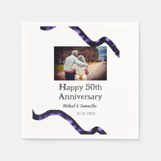 50周年に対する歓呼の追加の名前の写真日付 スタンダードカクテルナプキン (正面)
