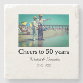 50周年に対する歓呼の追加の名前の写真日付 ストーンコースター