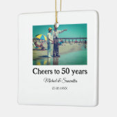 50周年に対する歓呼の追加の名前の写真日付 セラミックオーナメント (左)